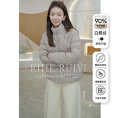 外套51 新品 小个子加厚短款 白鹅绒羽绒服女羊毛面料2025冬季