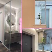 钢化长虹水波纹水立方艺术玻璃隔断屏风客厅玄关淋浴室卫生间半墙