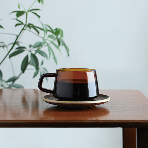 KINTO SEPIA 琥珀色耐热玻璃杯咖啡分享壶耐热水杯杯碟木托盘
