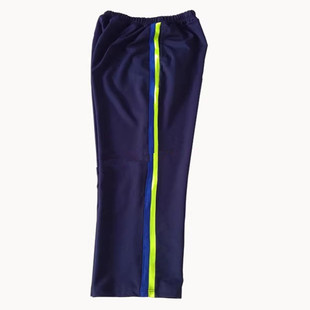 定做中小学生深蓝色春秋绿杠加宝蓝杠休闲宽松直筒校服直筒裤 定做
