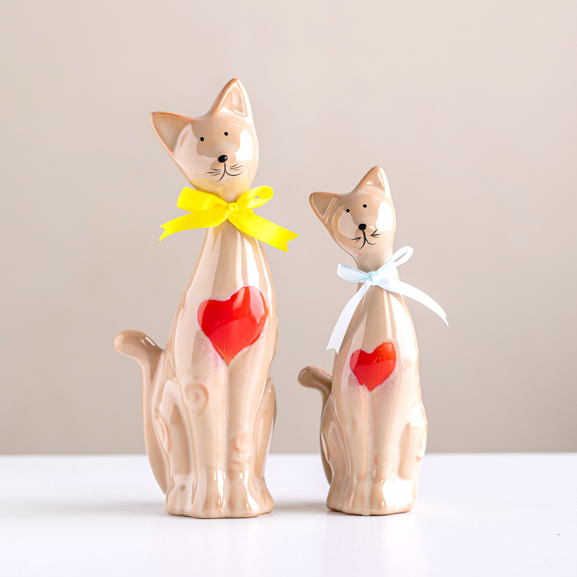 创意陶瓷小动物工艺品北欧风家居桌面客厅玄关猫咪景德镇装饰摆件