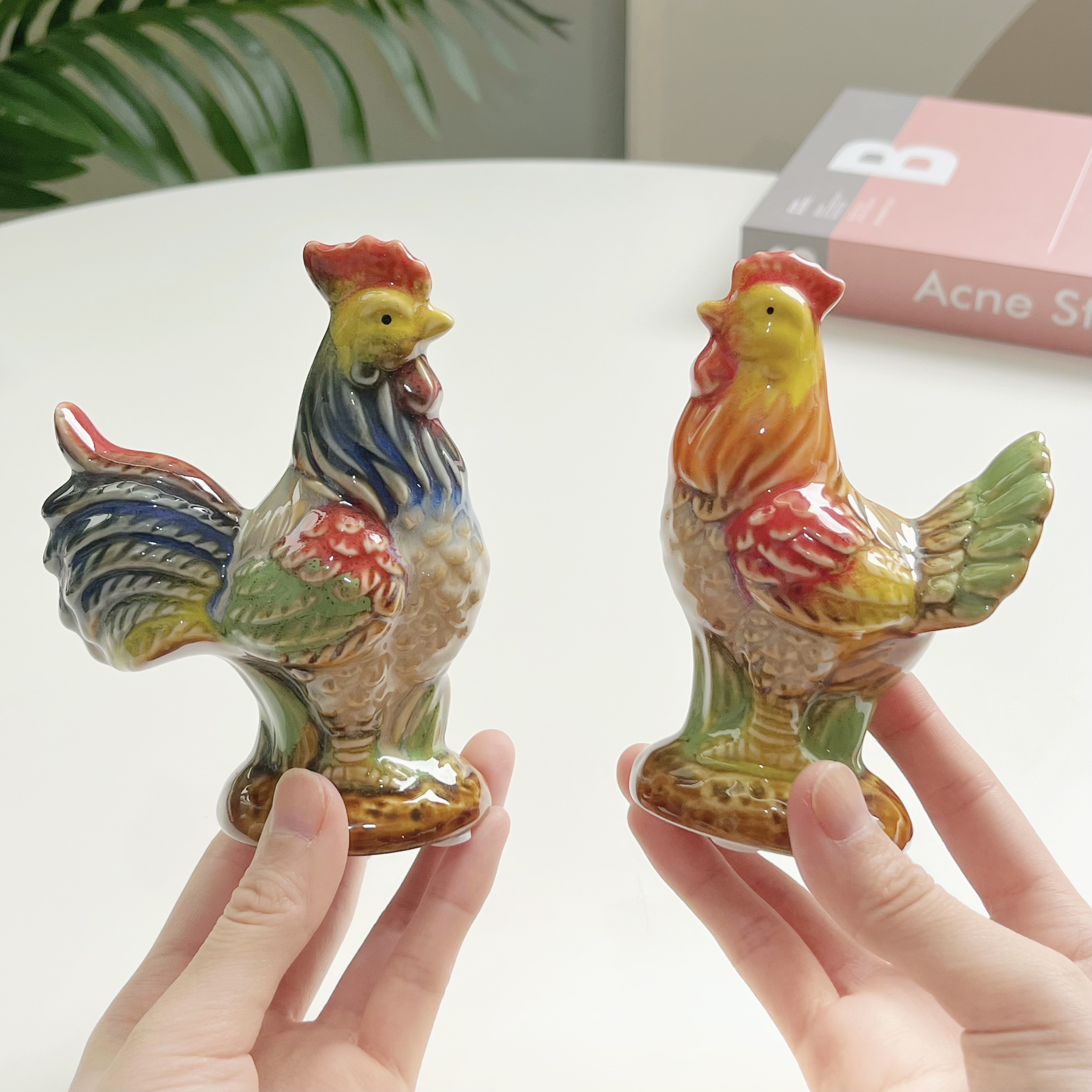 创意陶瓷小公鸡吉祥物助运势景德镇摆件客厅房间办公室桌面小礼物