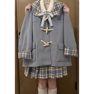 迷雾之境 少女学院优雅千金外套秋冬甜美裙子毛呢短裙两件套套装
