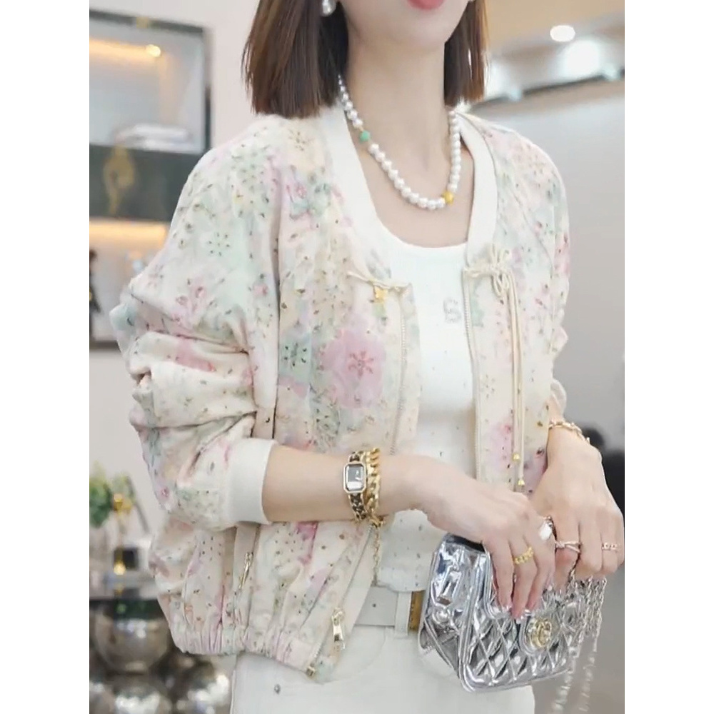 时尚洋气休闲风开衫外套女2025春装新款甜美减龄遮肉显瘦圆领上衣