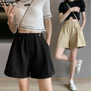 高腰显瘦休闲裤 高腰a字阔腿短裤 夏薄款 女2026新款 松紧腰牛仔短裤