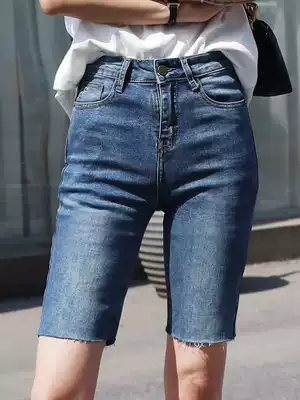 Five-point jeans women's summer 2021 new summer thin high-waist shorts tight outer wear cycling pants thin five-point pants