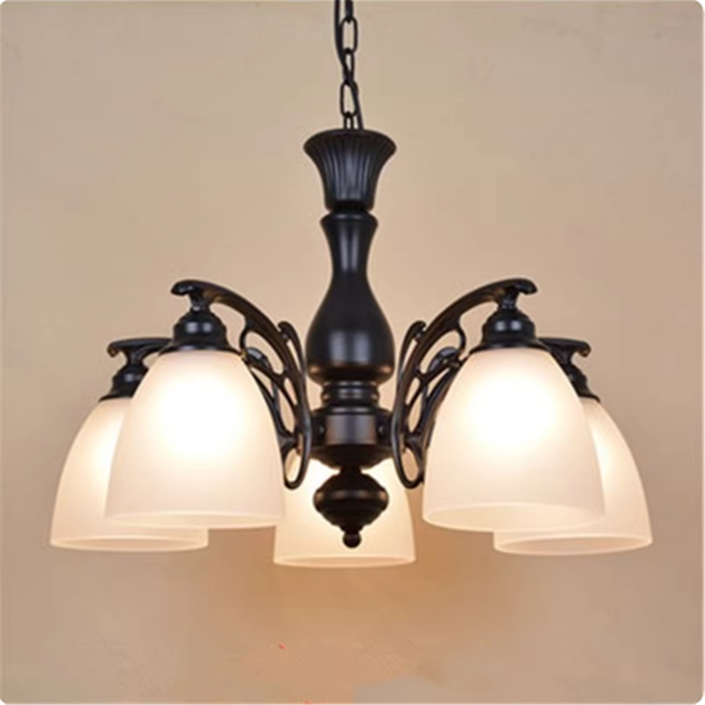 美式吊灯客厅欧式铁艺复古乡村玻璃灯罩卧室餐厅灯具 限区包邮