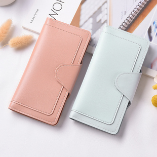 韩版 长款 多卡位时尚 2026新款 学生钱夹多功能搭扣零钱皮夹 钱包女式