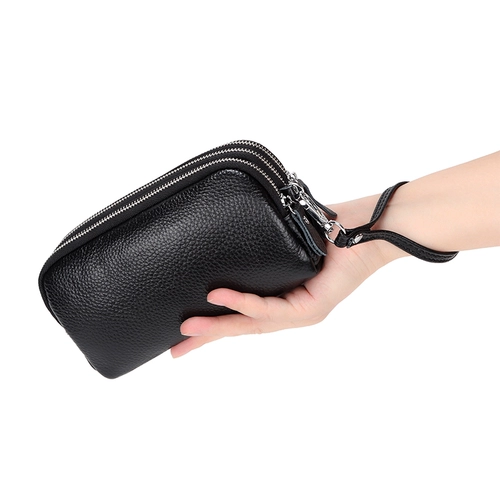 Кожаная маленькая сумка клатч с молнией, вместительный и большой длинный бумажник, универсальный мобильный телефон, кошелек, воловья кожа, из натуральной кожи