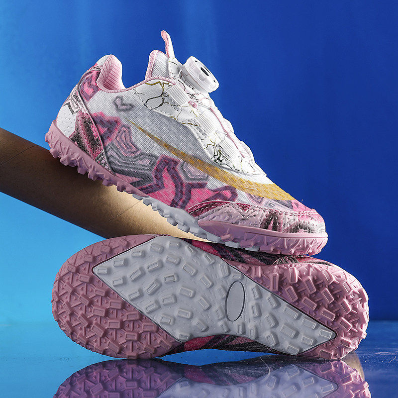 2026新款夏季透气儿童足球鞋小学生男童旋钮TF碎钉网面训练鞋男孩