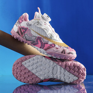 2026新款夏季透气儿童足球鞋小学生男童旋钮TF碎钉网面训练鞋男孩