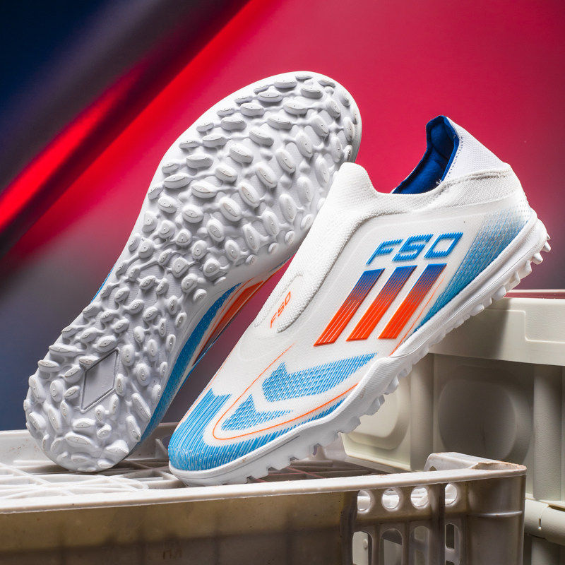 2026新款F50免系带足球鞋碎钉男女款长钉学生儿童草地防滑训练鞋