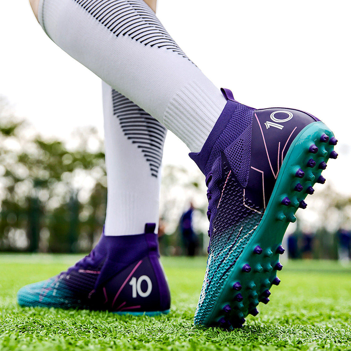 C罗梅西X19透气儿童足球鞋男女长钉fg碎钉tf短钉mg小学生猎鹰草地