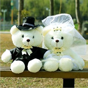 包邮 婚纱熊压床娃娃情侣对熊大号泰迪熊公仔婚庆礼仪玩偶新婚礼物