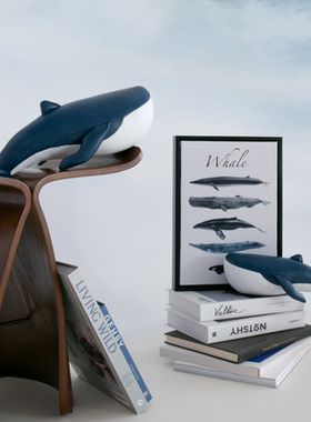 zuny皮质皮质书房鲸鱼摆件