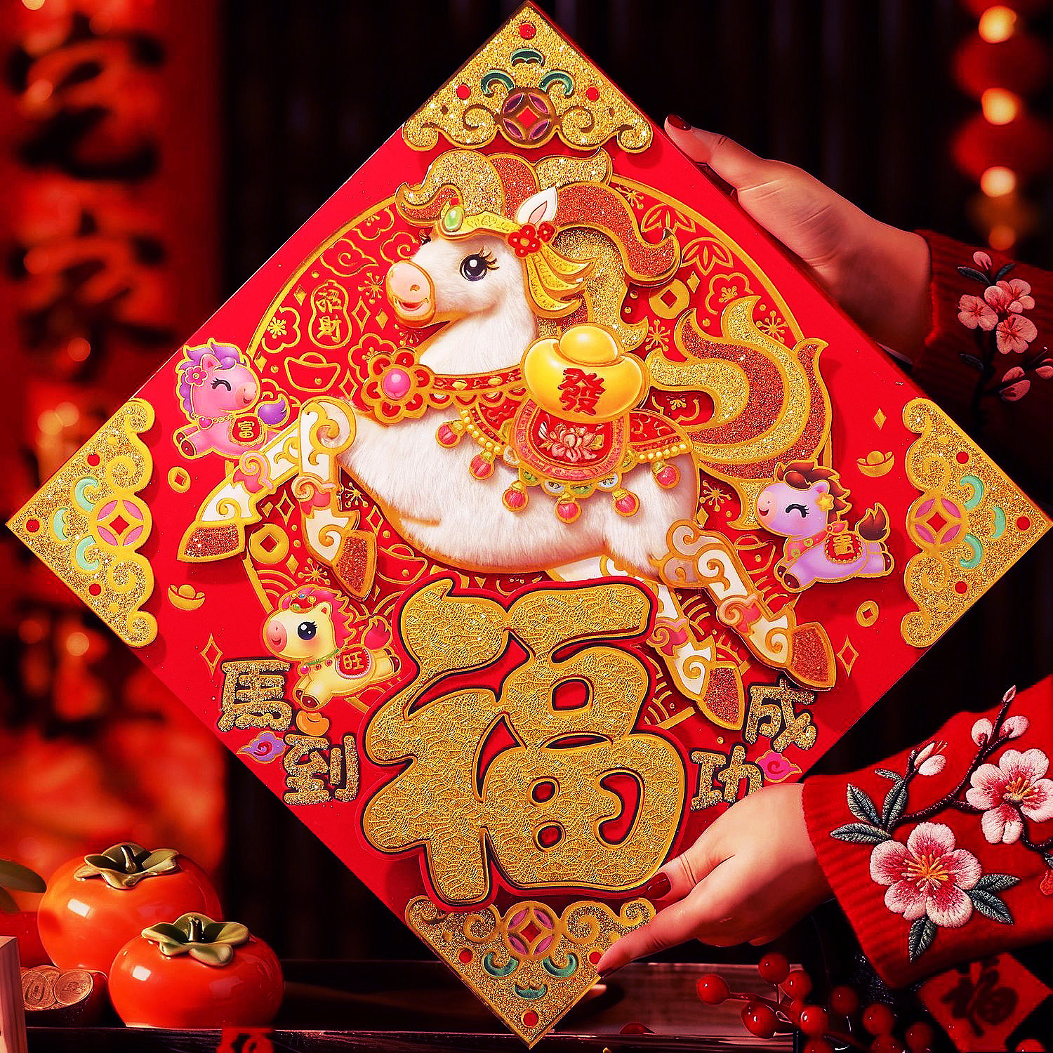 2026马年立体福字创意元旦新年植绒门贴春节卡通贴纸过年装饰窗贴,节庆用品/礼品,福字/窗花/窗贴,淘宝优惠券,粉丝福利购,淘宝优惠卷