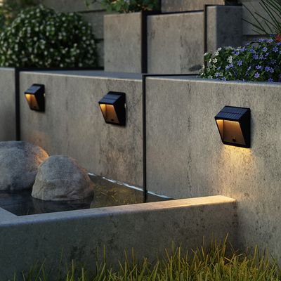 户外太阳能步道壁灯室外庭院明装楼梯阶梯灯防水感应过道踢脚灯