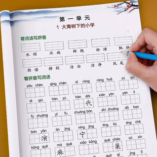 三年级上册看拼音写词语语文专项组合训练人教版部编3生字注音组词造句反义词近义词多音字同音字强化练习册小学同步练习题下