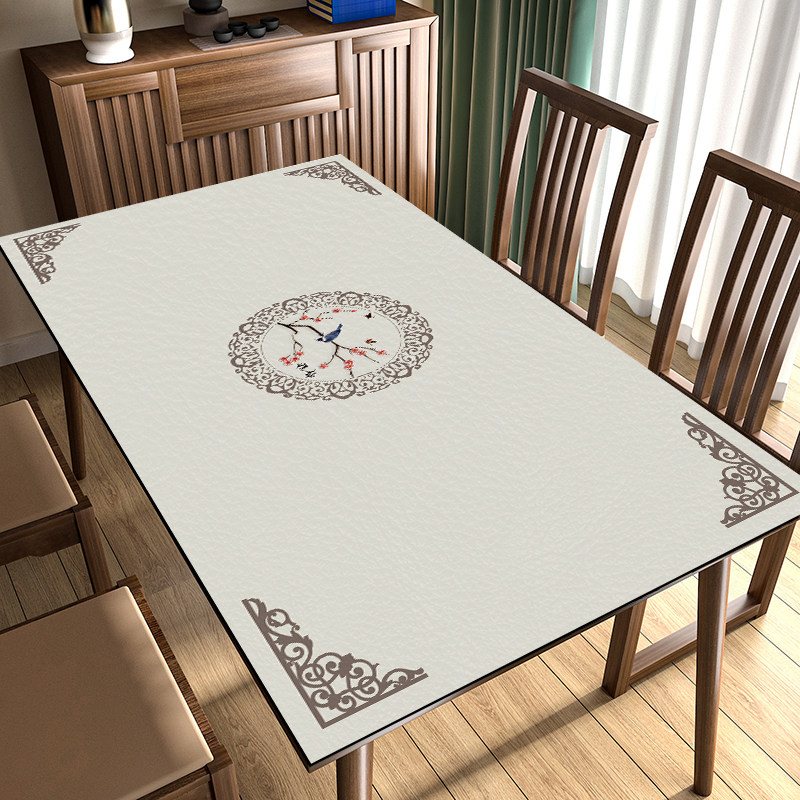 新中式硅胶桌布防水防油中国风茶桌垫布红木桌子桌垫餐桌垫可裁剪