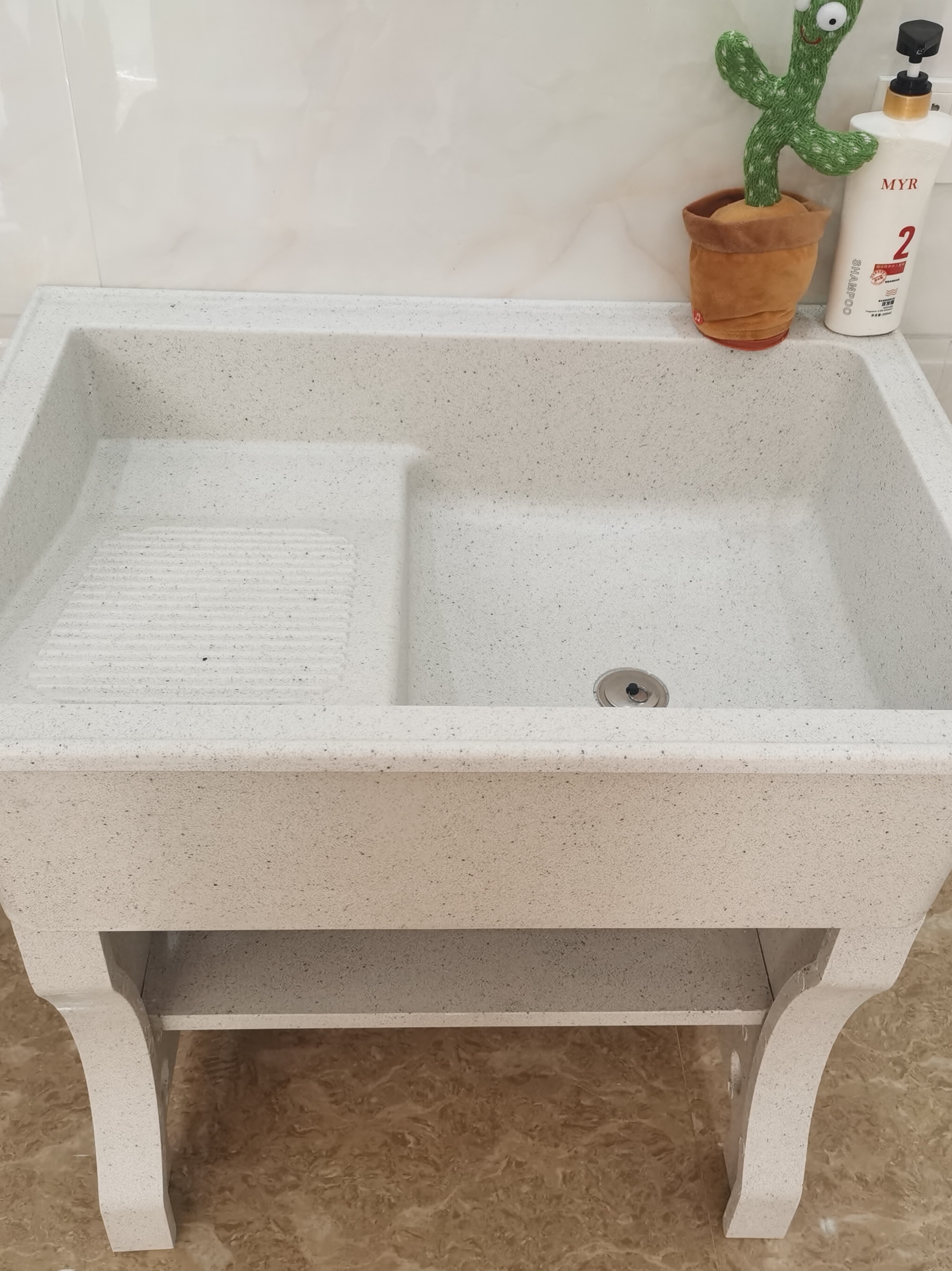 石英石洗衣池阳台家用洗衣盆带搓板洗衣槽台盆一体室外洗衣服水池