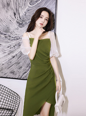 晚礼服女宴会日常可穿轻奢小众高端高级感小个子绿色不撞款连衣裙