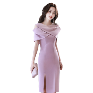 晚礼服女轻奢小众高端高级感缎面主持人小个子赫本风日常可穿绝美