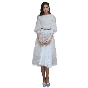 晚礼服女2025新款宴会气质高级感轻奢小众高端小个子白色晚装年会