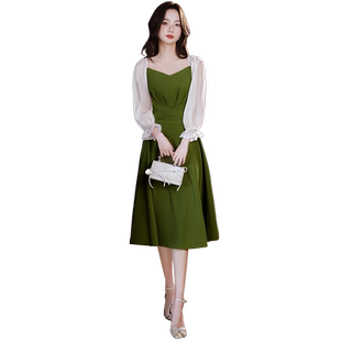晚礼服裙女轻奢小众高端法式高级感小个子日常可穿绿色成人礼女孩