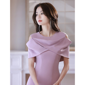 晚礼服女轻奢小众高端高级感缎面主持人小个子赫本风日常可穿绝美