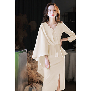 晚礼服裙女宴会气质轻奢小众高端正式场合年会主持人端庄大气晚宴