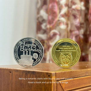 「祝你生日快乐金币」蛋糕立体浮雕硬币 纪念金属币创意礼物