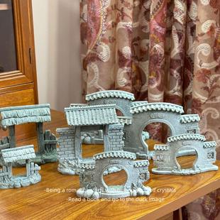 中式古典江南园林院门建筑小摆件通幽第一洞天微景观假山盆景装饰