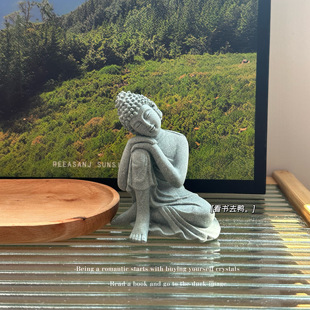 「闲着无聊就静一静」小沉思佛 摆件装饰微景观造景佛像砂岩摆件