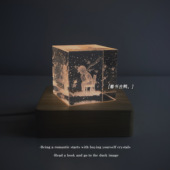 「玫瑰花会一直盛开 我会一直在」小王子摆件水晶立方体夜灯礼物