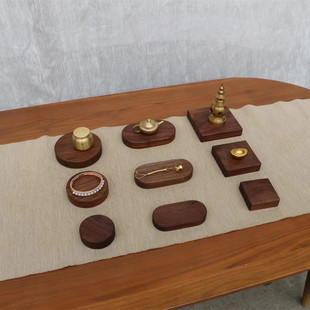 黑胡桃实木铜件摆件长方形托架胸像底座佛像印章石头茶壶奇石简约