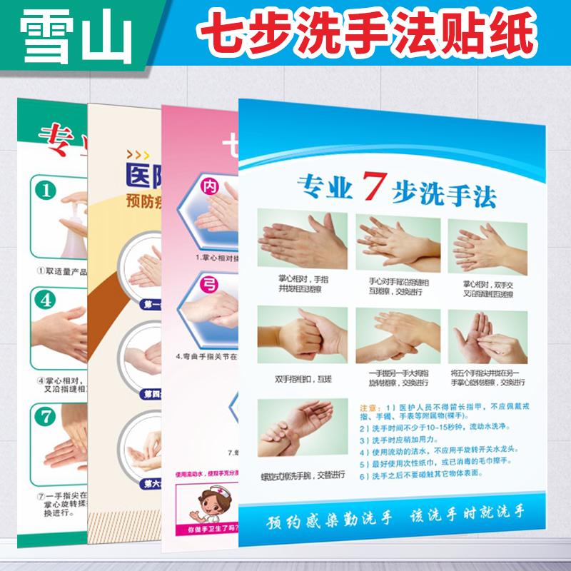 七步洗手法psd电子版医院学校儿童洗手步骤肺炎防疫宣传海报设计儿童p
