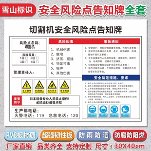 噪 点险切割机 当风安全警示标识有害声心机告知牌标牌电械伤害触