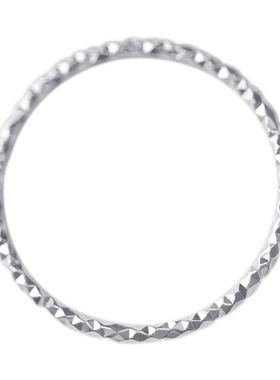 s925纯银素圈简约戒指女超闪车花