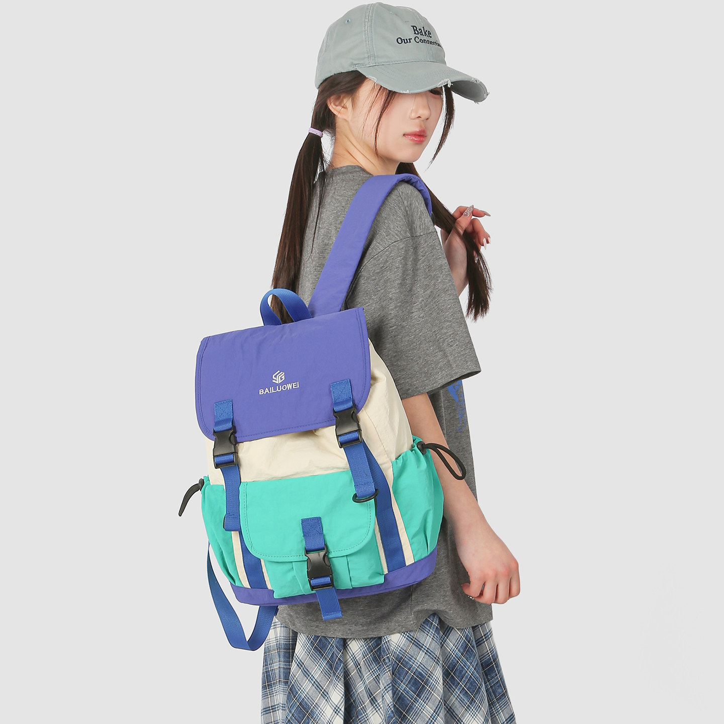 跨境户外机能风撞色双肩包大容量旅行登山背包男女大学生电脑书包