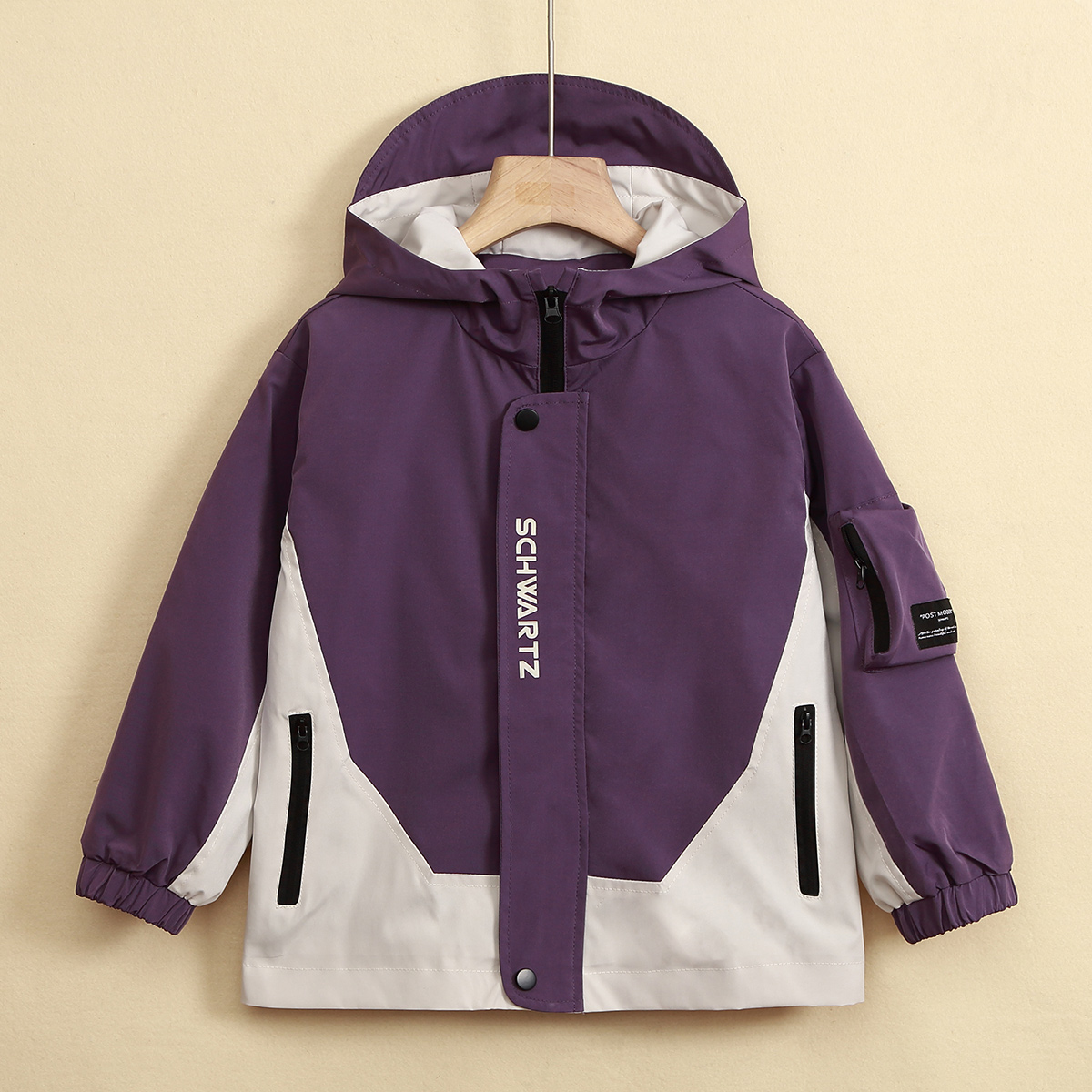 SCHWARTZ童装儿童冲锋衣户外连帽2025新款男童薄款外套春秋洋气