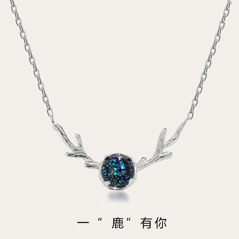 s925纯银一鹿有你鹿角项链女 日系新款ins百搭小众轻奢森系锁骨链