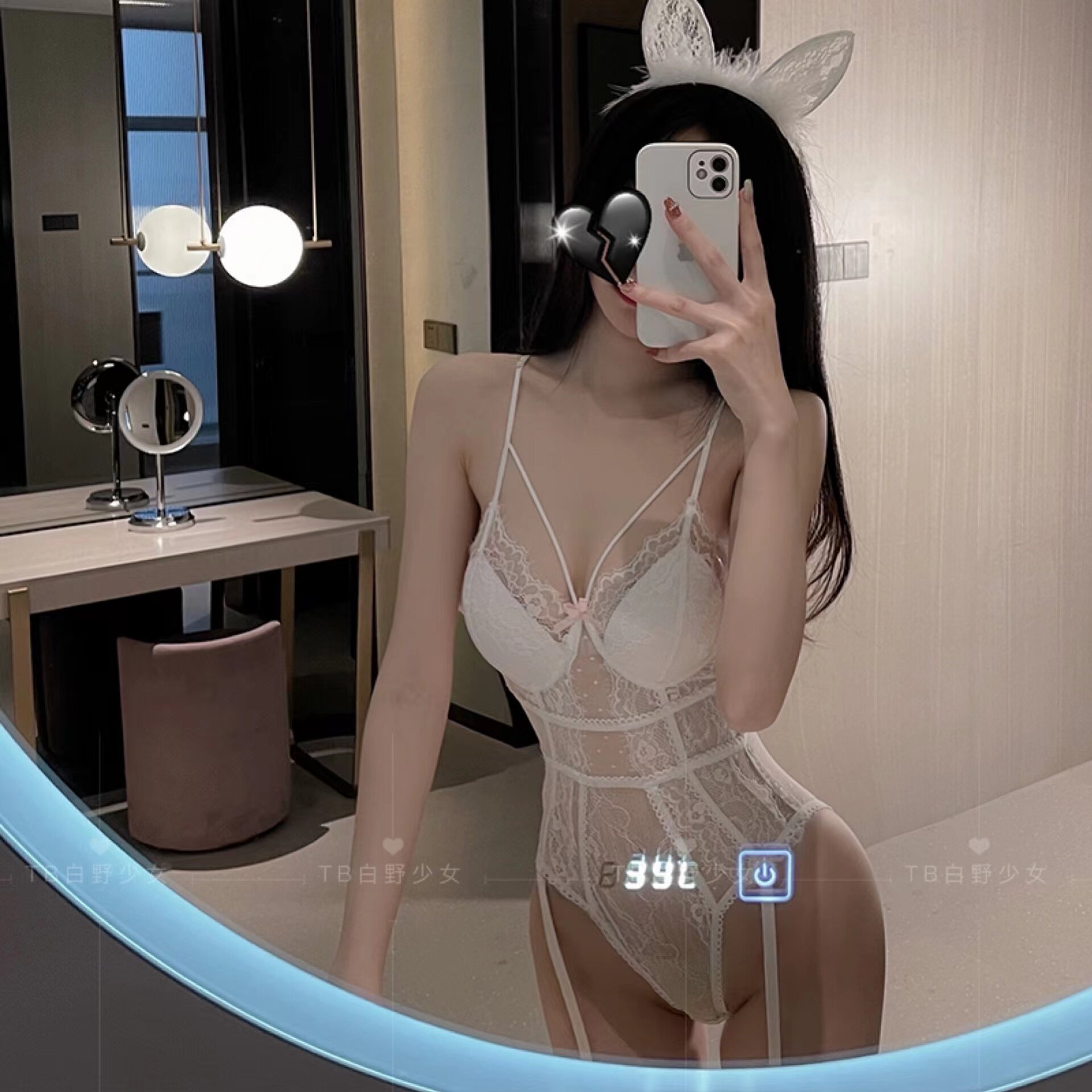 性感情器睡衣吊袜带套装透明制服诱惑马甲暗扣开档免脱蕾丝连体衣