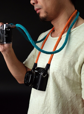 cam-in 彩色棉织款圆孔型相机背带适用于索尼富士徕卡棉质肩带