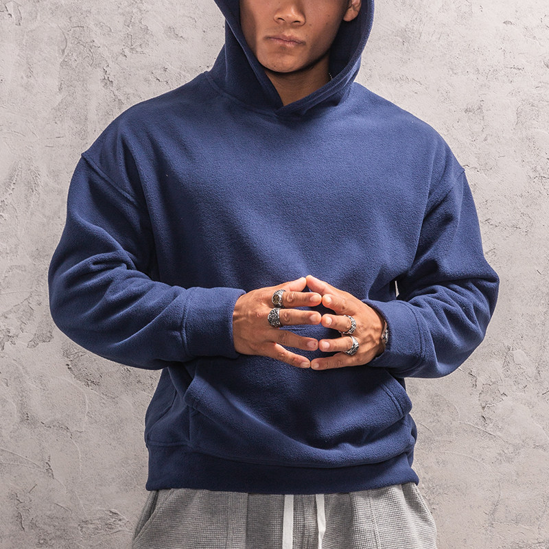 MUSCLE FAITH 스포츠 운동복 남성용 느슨하고 다재다능한 가을 겨울 POLAR FLEECE 피트니스 의류 훈련 캐주얼 까마귀