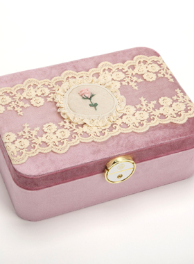 Sofis复古蕾丝花边首饰盒2025新款高档精致粉色绒布珠宝收纳盒