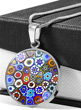 意大利威尼斯murano玻璃吊坠项链女亚马逊热销时尚毛衣链饰品