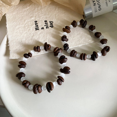707同款【真咖啡豆】单圈小众设计手链手作饰品男女同款文玩手串