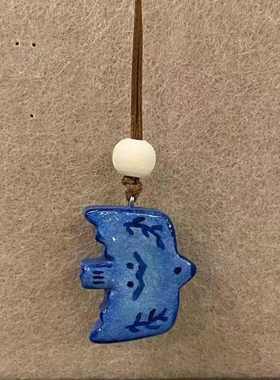 「飞鸟诗集」秋冬蓝色小鸟项链复古可爱小众设计感手工百搭毛衣链