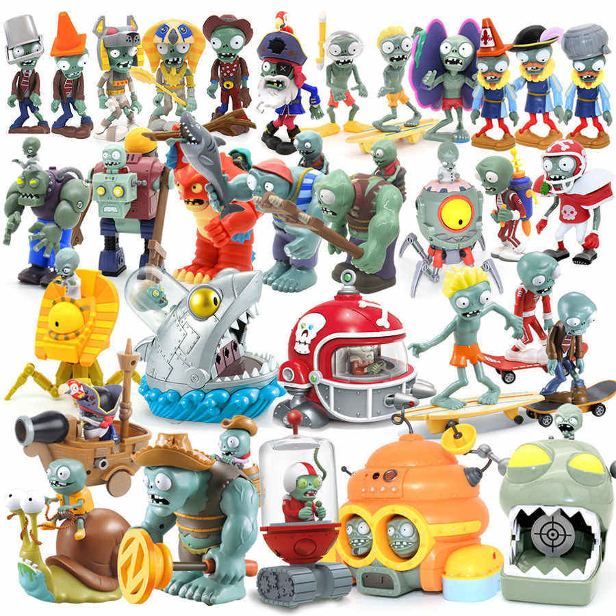 植物大战僵尸的儿童玩具配件散装路障铁桶太阳神牛仔僵王公仔手办