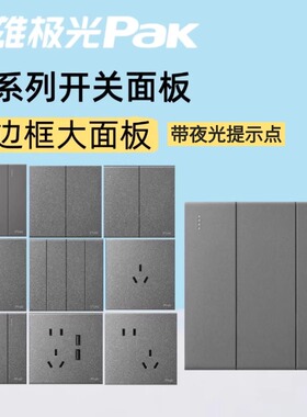 三雄极光开关插座面板C2一开五孔超薄空白面板墙壁明暗装家用空调